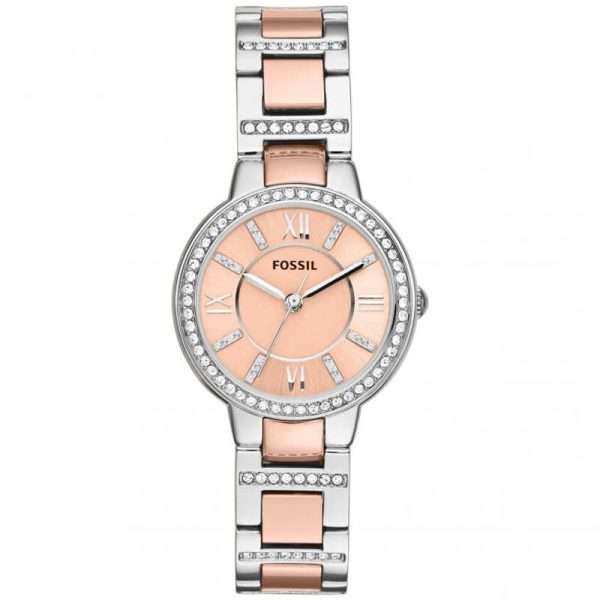 Fossil Women’s Quartz Two Tone Stainless Steel Rose Gold Dial 30mm Watch ES3405