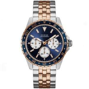 Guess Men’s Quartz Two Tone Stainless Steel Blue Dial 44mm Watch W1107G3