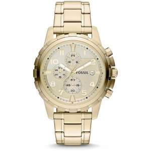 Fossil Men’s Quartz Gold Stainless Steel Gold Dial 45mm Watch FS4867
