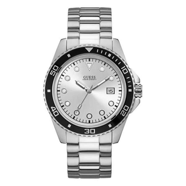 Guess Men’s Silver Quartz Silver Stainless Steel Silver Dial 44mm Watch W1002G3 UAE DUBAI AJMAN SHARJAH ABU DHABI RAS AL KHAIMA UMM UL QUWAIN ALAIN FUJAIRAH