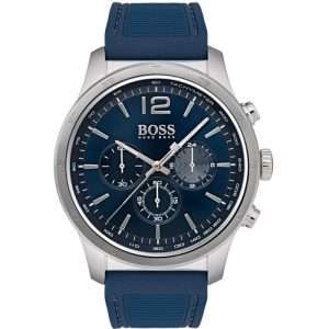 Hugo Boss Men’s Quartz Blue Silicone Strap Blue Dial 42mm Watch 1513526