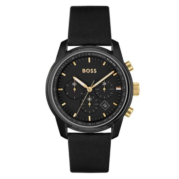 Hugo Boss Men’s Quartz Black Leather Strap Black Dial 44mm Watch 1514003 UAE DUBAI AJMAN SHARJAH ABU DHABI RAS AL KHAIMA UMM UL QUWAIN ALAIN FUJAIRAH