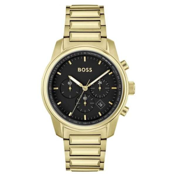 Hugo Boss Men’s Quartz Gold Stainless Steel Black Dial 44mm Watch 1514006 UAE DUBAI AJMAN SHARJAH ABU DHABI RAS AL KHAIMA UMM UL QUWAIN ALAIN FUJAIRAH