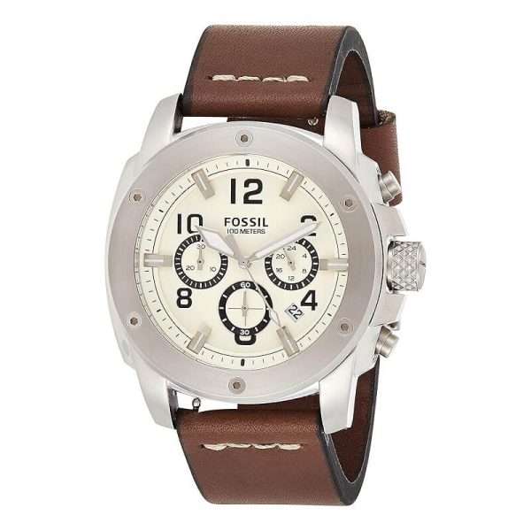 Fossil Men’s Quartz Brown Leather Strap White Dial 45mm Watch FS4929 UAE DUBAI AJMAN SHARJAH ABU DHABI RAS AL KHAIMA UMM UL QUWAIN ALAIN FUJAIRAH