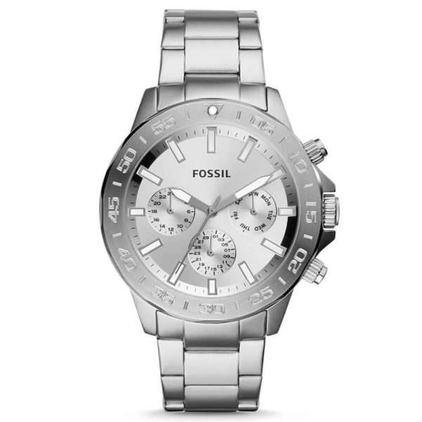 Fossil Men’s Quartz Silver Stainless Steel Silver Dial 45mm Watch BQ2490