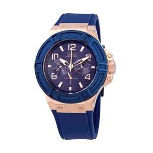 Guess Men’s Quartz Blue Silicone Strap Blue Dial 45mm Watch W0247G3