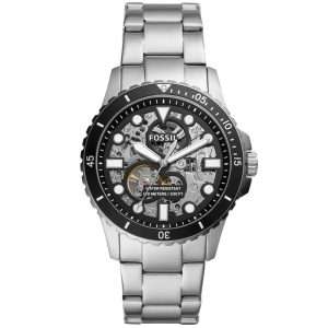Fossil Men’s Automatic Silver Stainless Steel Black Dial 42mm Watch ME3190