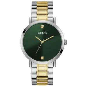 Guess Men’s Quartz Two Tone Stainless Steel Green Dial 44mm Watch GW0010G2
