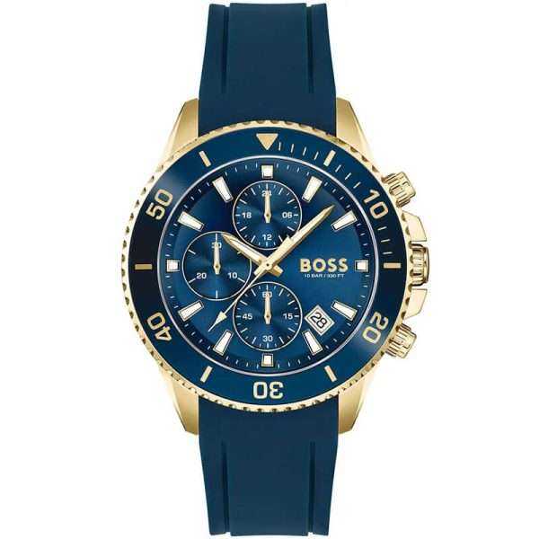 Hugo Boss Men’s Quartz Blue Silicone Strap Blue Dial 46mm Watch 1513965