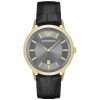 Emporio Armani Men’s Quartz Black Leather Strap Grey Dial 43mm Watch AR11049