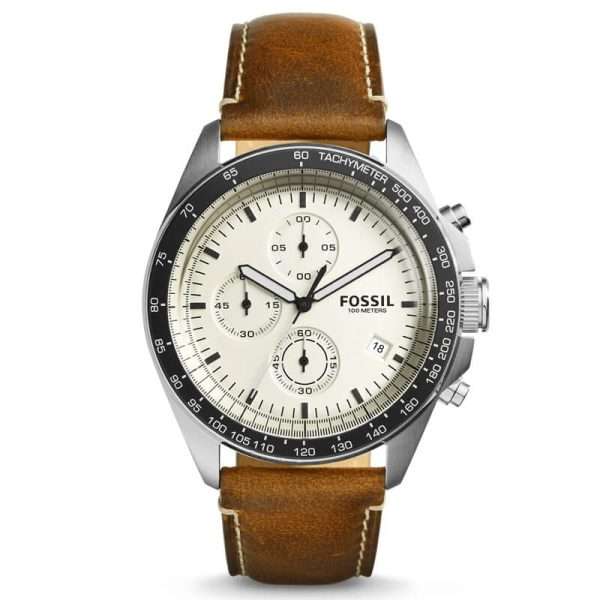 Fossil Men’s Quartz Brown Leather Beige Dial 43mm Watch CH3023