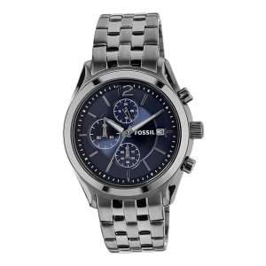 Fossil Men’s Quartz Grey Stainless Steel Blue Dial 42mm Watch BQ1482