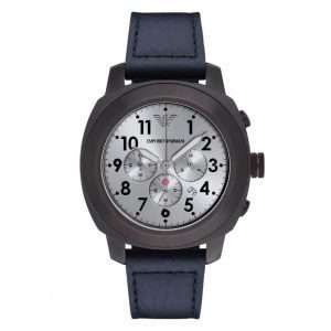 Emporio Armani Men’s Quartz Blue Leather Strap Shade Blue Dial 46mm Watch AR6086