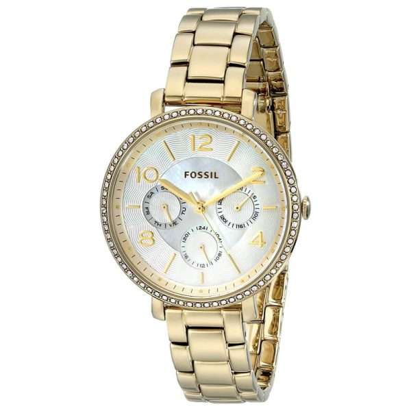 Fossil Women’s Quartz Gold Stainless Steel Mother Of Pearl Dial 36mm Watch ES3756