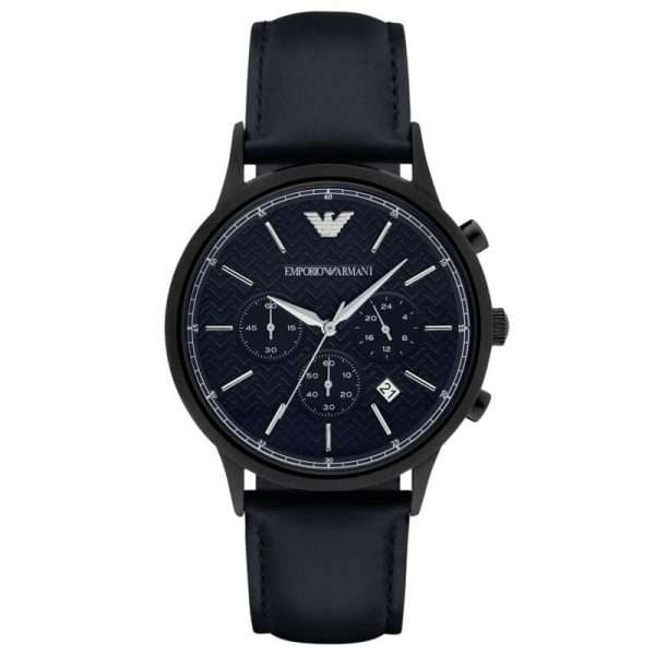 Emporio Armani Men’s Quartz Blue Leather Strap Blue Dial 43mm Watch AR2481