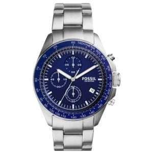 Fossil Men’s Quartz Silver Stainless Steel Blue Dial 42mm Watch CH3030