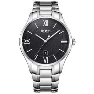 Hugo Boss Men’s Quartz Silver Stainless Steel Black Dial 43mm Watch 1513488