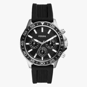 Fossil Men’s Quartz Black Silicone Strap Black Dial 45mm Watch BQ2494