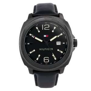 Tommy Hilfiger Men’s Quartz Black Leather Strap Black Dial 45mm Watch 1791430