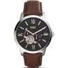 Fossil Men’s Automatic Brown Leather Strap Black Dial 44mm Watch ME3061