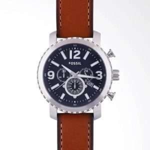 Fossil Men’s Quartz Brown Leather Strap Blue Dial 45mm Watch BQ2126