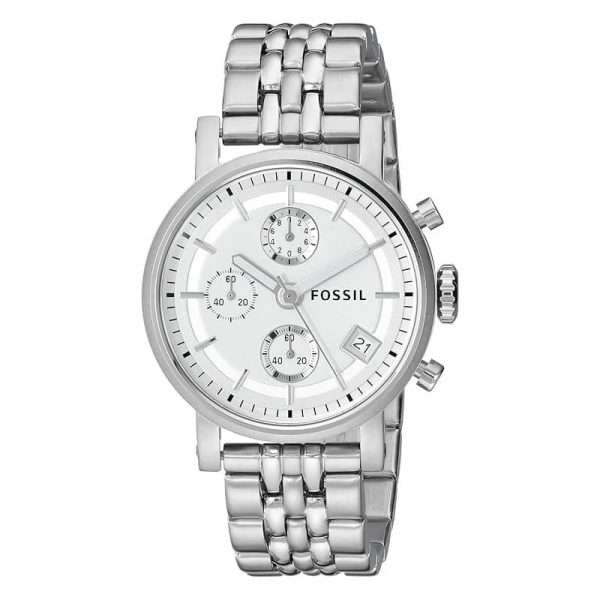 Fossil Women’s Quartz Silver Stainless Steel Silver Dial 40mm Watch ES2198 UAE DUBAI AJMAN SHARJAH ABU DHABI RAS AL KHAIMA UMM UL QUWAIN ALAIN FUJAIRAH