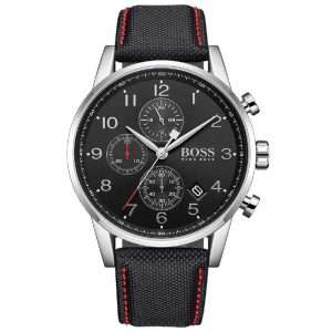 Hugo Boss Men’s Quartz Black Leather Strap Black Dial 44mm Watch 1513535