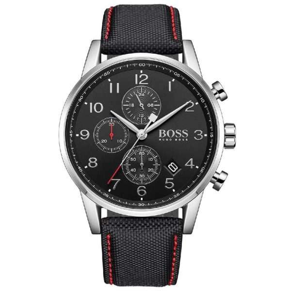 Hugo Boss Men’s Quartz Black Leather Strap Black Dial 44mm Watch 1513535