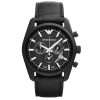 Emporio Armani Men’s Quartz Black Leather Strap Black Dial 43mm Watch AR6035