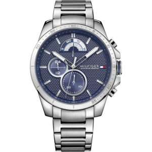 Tommy Hilfiger Men’s Quartz Silver Stainless Steel Blue Dial 48mm Watch 1791348