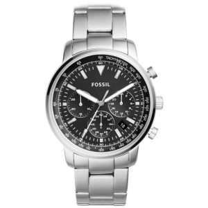 Fossil Men’s Quartz Silver Stainless Steel Black Dial 43mm Watch FS5412