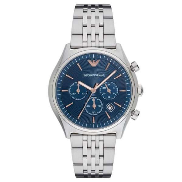 Emporio Armani Men’s Quartz Silver Stainless Steel Blue Dial 43mm Watch AR1974