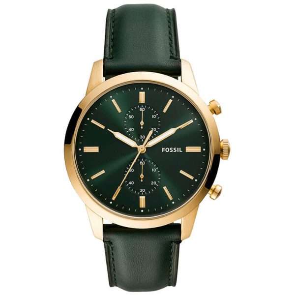 Fossil Men’s Quartz Green Leather Strap Green Dial 44mm Watch FS5599