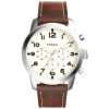 Fossil Men’s Quartz Brown Leather Strap OffWhite Dial 44mm Watch FS5146