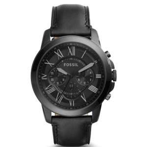 Fossil Men’s Quartz Black Leather Strap Black Dial 45mm Watch FS5132