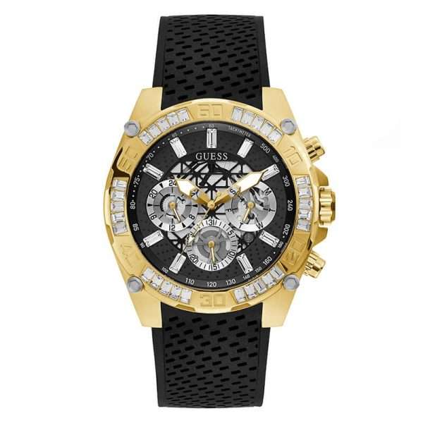 Guess Men’s Quartz Black Silicone Strap Black Dial 46mm Watch GW0333G2 UAE DUBAI AJMAN SHARJAH ABU DHABI RAS AL KHAIMA UMM UL QUWAIN ALAIN FUJAIRAH