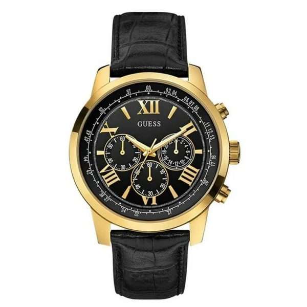 Guess Men’s Quartz Black Leather Strap Black Dial 42mm Watch W0380G7 UAE DUBAI AJMAN SHARJAH ABU DHABI RAS AL KHAIMA UMM UL QUWAIN ALAIN FUJAIRAH