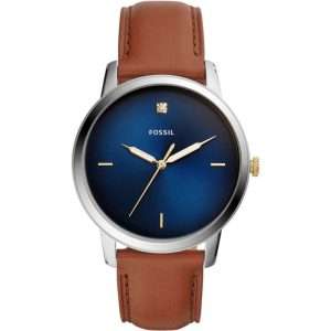 Fossil Men’s Quartz Brown Leather Strap Blue Dial 44mm Watch FS5499