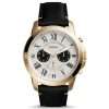 Fossil Men’s Quartz Black Leather Strap Cream Dial 44mm Watch FS5272