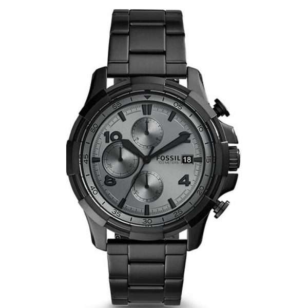 Fossil Men’s Quartz Black Stainless Steel Grey Dial 45mm Watch FS5213
