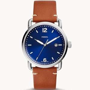 Fossil Men’s Quartz Brown Leather Strap Blue Dial 42mm Watch FS5325