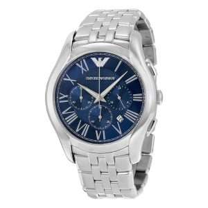 Emporio Armani Men’s Silver Stainless Steel Blue Dial 44mm Watch AR1787