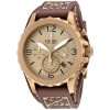 Fossil Men’s Quartz Brown Leather Strap Gold Dial 50mm Watch JR1495