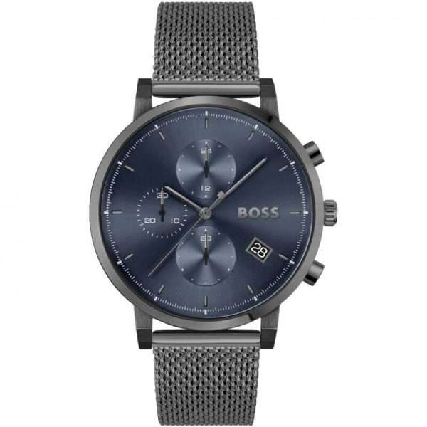 Hugo Boss Men’s Quartz Grey Stainless Steel Blue Dial 43mm Watch 1513934