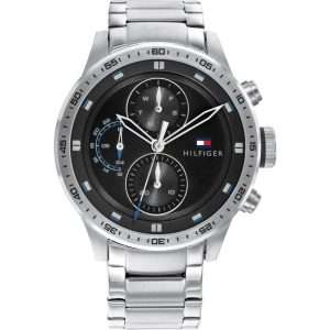 Tommy Hilfiger Men’s Quartz Silver Stainless Steel Black Dial 46mm Watch 1791805