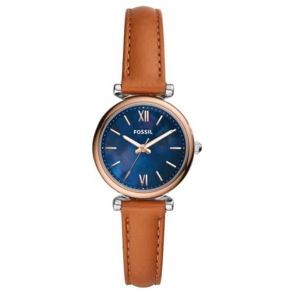 Fossil Women’s Quartz Brown Leather Strap Blue Dial 28mm Watch ES4701