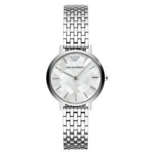Emporio Armani Women’s Silver Stainless Steel Mother of Pearl Dial 32mm Watch AR11112