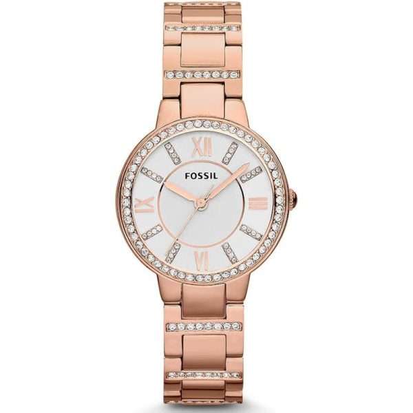 Fossil Women’s Quartz Rose Gold Stainless Steel Silver Dial 30mm Watch ES3284