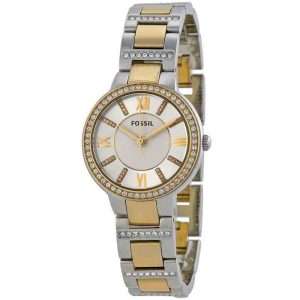 Fossil Women’s Quartz Two Tone Stainless Steel Silver Dial 34mm Watch ES3503