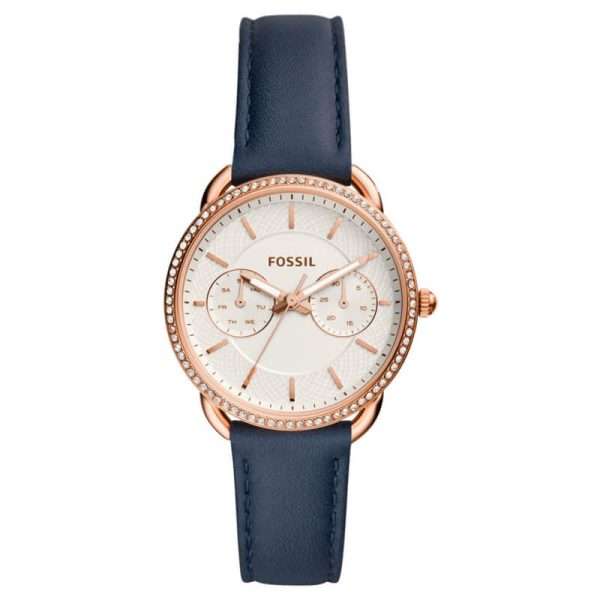 Fossil Women’s Quartz Blue Leather Strap Silver Dial 35mm Watch ES4394